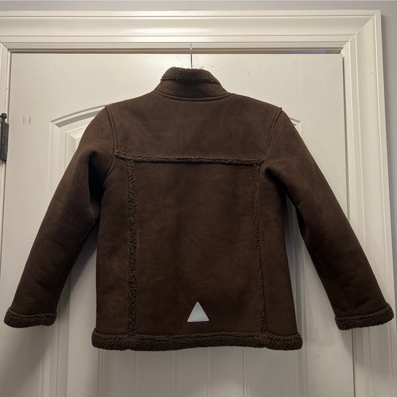LL Bean Girls Full Zip Faux Shearling Suede Winter Jacket Size M(10-12) Brown - Picture 7 of 8
